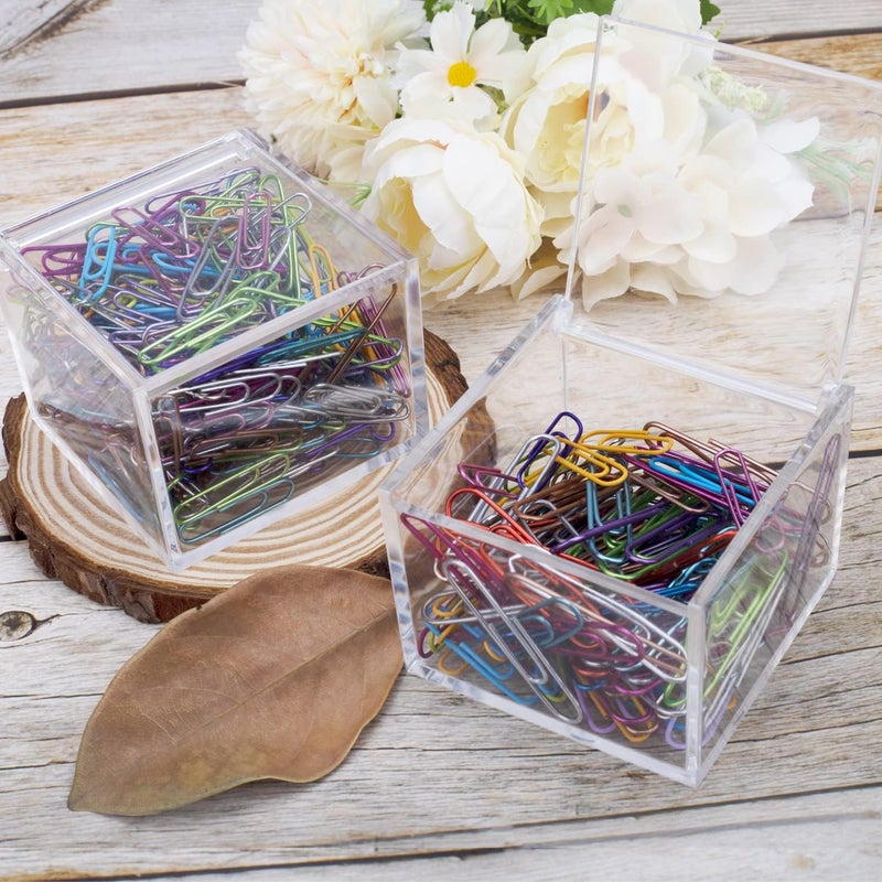 Deoot 2 Pack Small Clear Acrylic Organizer with Lid for Paper Clips,Sticky Note,Qtip,Cotton Balls,Hair Ties Holder Acrylic Box for Home office Bathroom Desk Organizer - Image 3